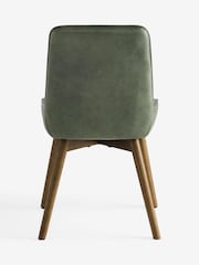 Set of 2 Easton Faux Leather Dark Green Mid Wood Leg Anderson Dining Chairs - Image 8 of 9
