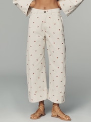 Anthropologie Natural Pilcro The Kayden Embroidered Carpenter Barrel Jeans - 圖片 2/4