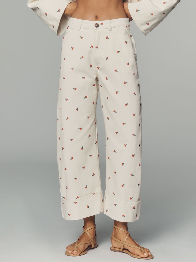 Anthropologie Natural Pilcro The Kayden Embroidered Carpenter Barrel Jeans - 圖片 2/4