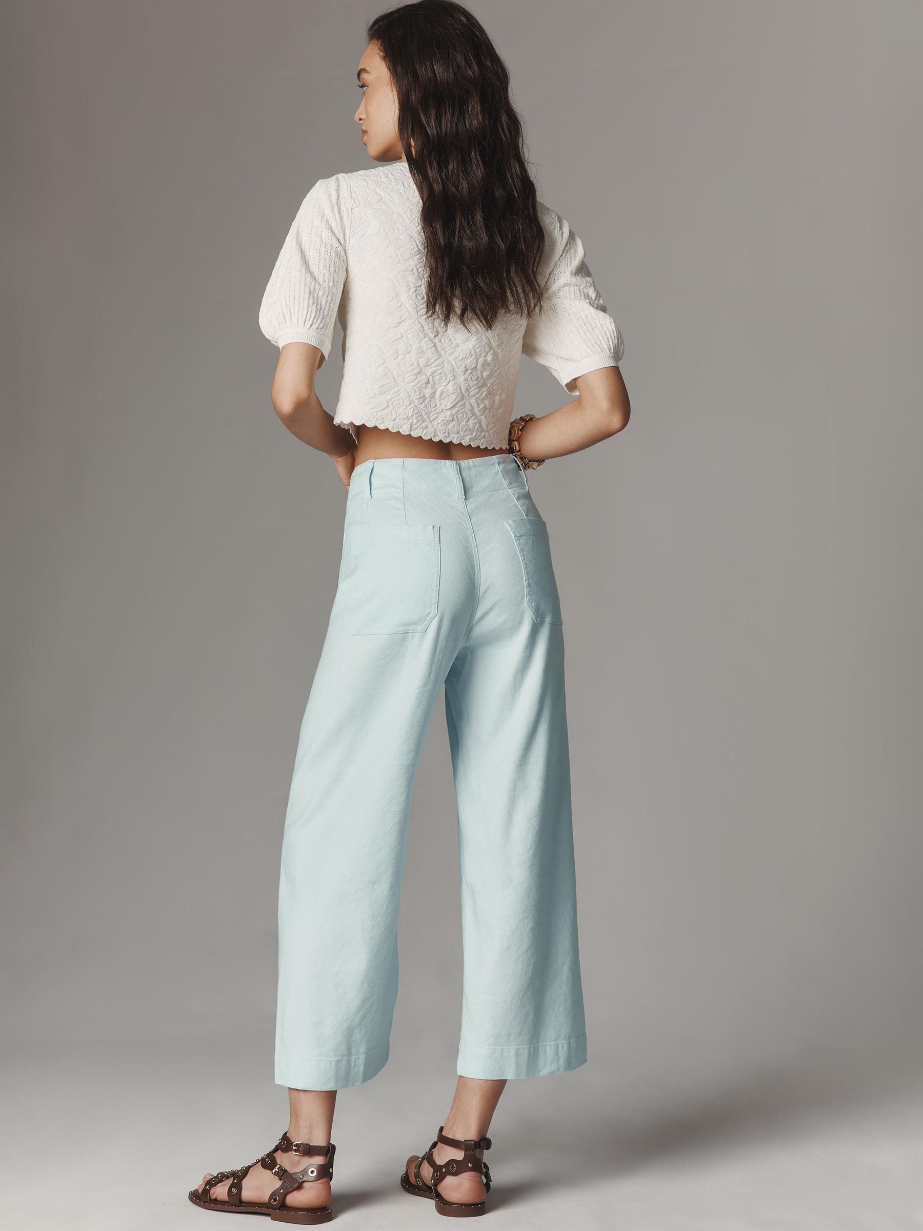 Buy Anthropologie Delicate Blue Maeve The Colette Cropped Wide-Leg