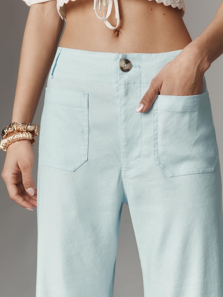 Anthropologie Maeve The Colette Cropped Wide-Leg Trousers: Linen Edition - Image 4 of 4 Anthropologie Maeve The Colette Cropped Wide-Leg Trousers: Linen Edition - Image 4 of 4