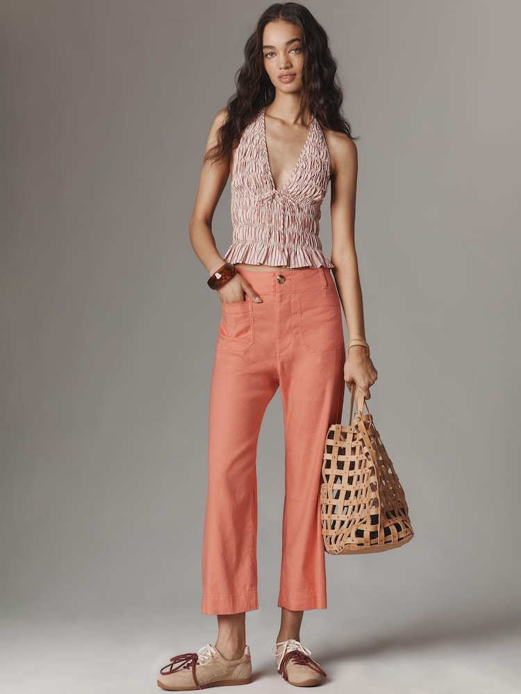 Anthropologie Maeve The Colette Cropped Wide-Leg Trousers: Linen Edition - Image 1 of 4