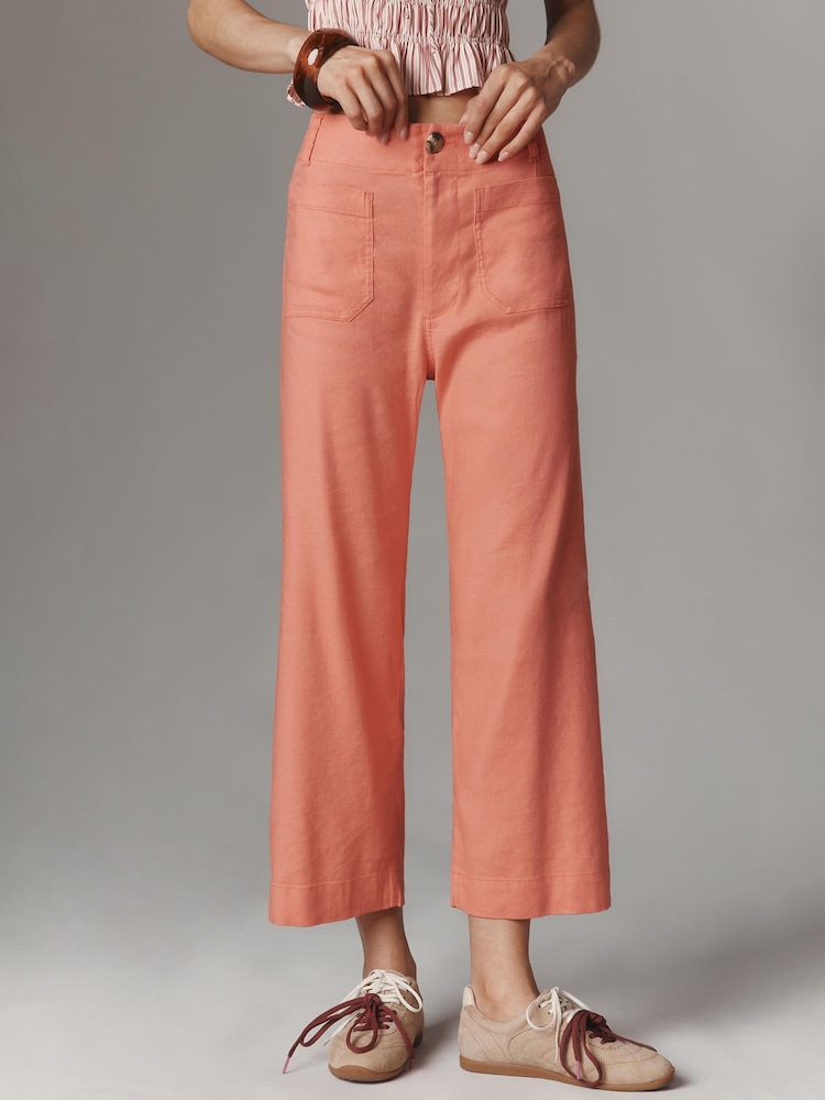 Anthropologie Maeve The Colette Cropped Wide-Leg Trousers: Linen Edition - Image 2 of 4
