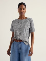 Seasalt Cornwall White Floral Bryher View T-Shirt - Image 1 of 5