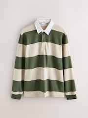 Écru/Vert - Maillot de rugby rayé - Image 1 de 3