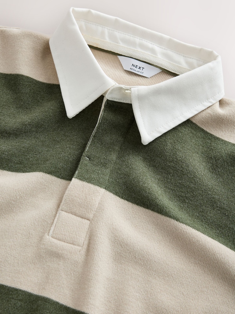 Écru/Vert - Maillot de rugby rayé - Image 3 de 3