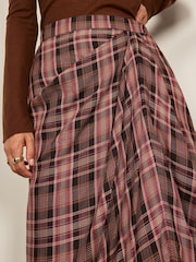 BHOEM Pink/Grey Draped Plaid Midi Skirt - Image 2 of 5