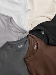 Black/White/Grey/Slate Grey/Stone/Brown Slim Fit Essential Cotton T-Shirts 6 Pack - Image 15 of 15