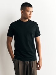 Black/White/Grey/Slate Grey/Stone/Brown Slim Fit Essential Cotton T-Shirts 6 Pack - Image 3 of 15