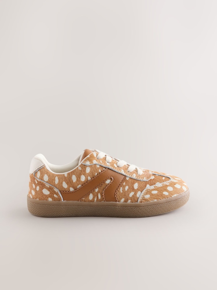 Brown Deer Print Leather Standard Fit (F) Retro Trainers - Image 2 of 5 Brown Deer Print Leather Standard Fit (F) Retro Trainers - Image 2 of 5