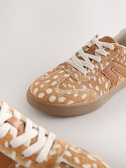 Brown Deer Print Leather Standard Fit (F) Retro Trainers - Image 3 of 5