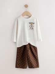Tan/Ecru Long Sleeve Top and Trousers Set (3mths-7yrs) - Image 2 of 6