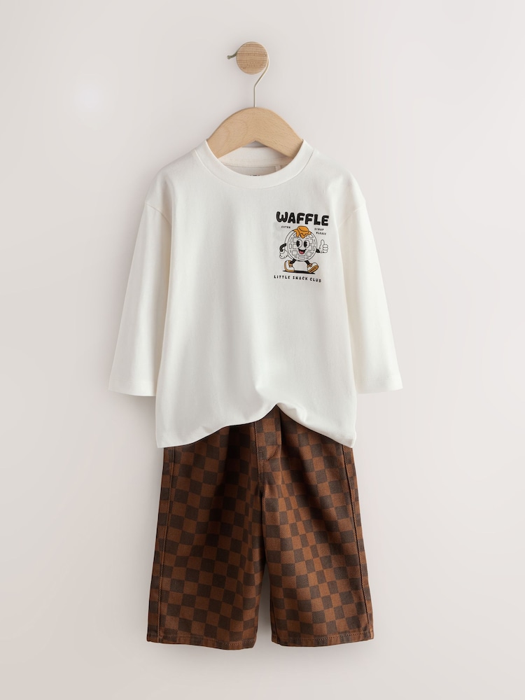 Tan/Ecru Long Sleeve Top and Trousers Set (3mths-7yrs) - Image 2 of 6 Tan/Ecru Long Sleeve Top and Trousers Set (3mths-7yrs) - Image 2 of 6