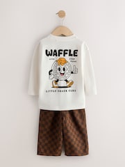 Tan/Ecru Long Sleeve Top and Trousers Set (3mths-7yrs) - Image 3 of 6