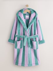 Green/Purple Striped Long Dressing Gown (7-16yrs) - Image 1 of 4