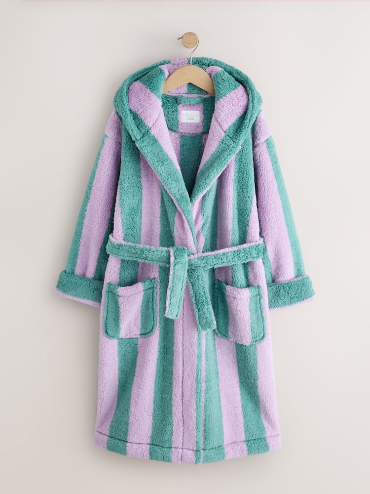 Green/Purple Striped Long Dressing Gown (7-16yrs) - Image 1 of 4