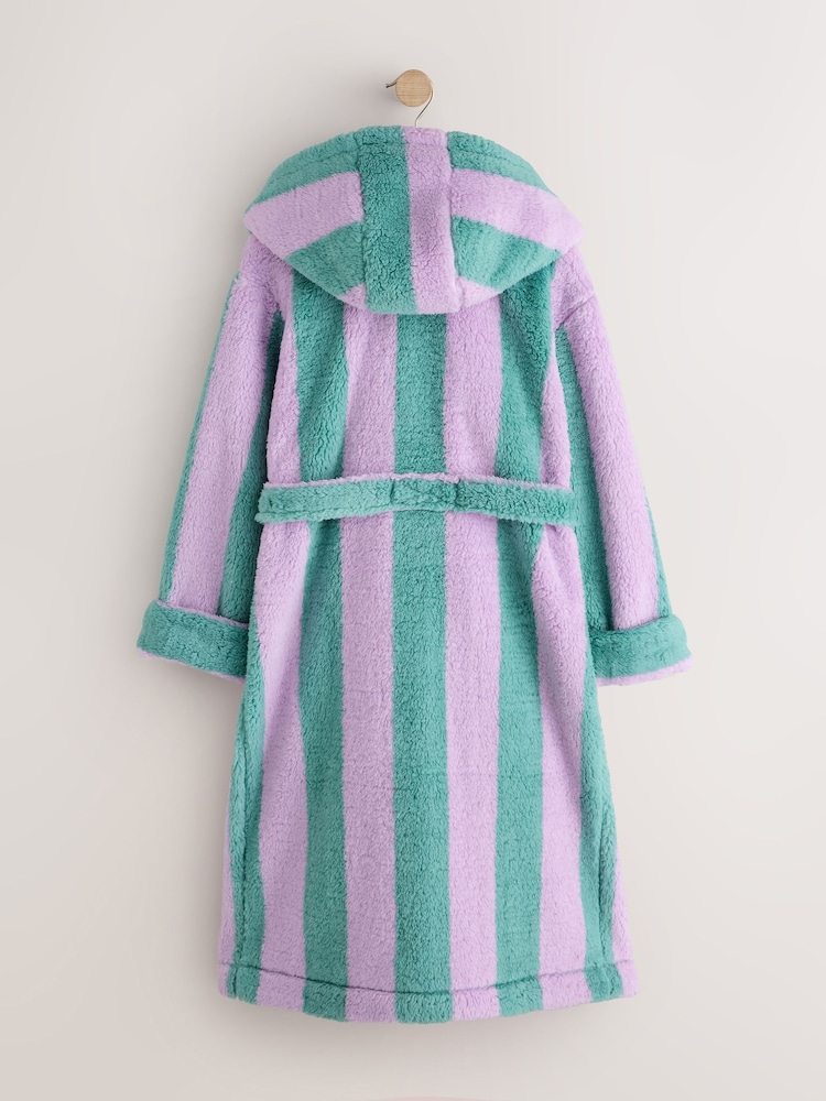 Green/Purple Striped Long Dressing Gown (7-16yrs) - Image 2 of 4