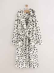 Black/Ecru Dalmation Print Long Dressing Gown (7-16yrs) - Image 4 of 7