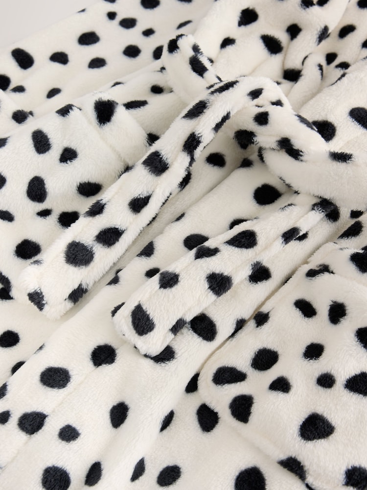 Black/Ecru Dalmation Print Long Dressing Gown (7-16yrs) - Image 7 of 7