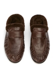 Tony Bianco Brown Leather Backless Glacier Loafers - Image 2 of 3