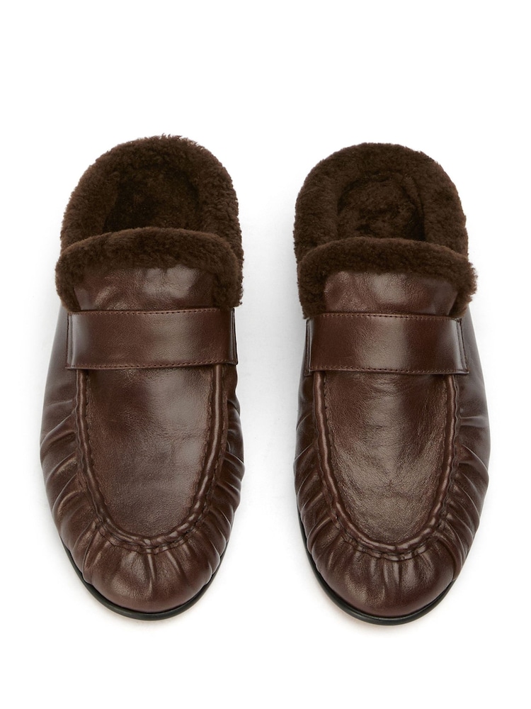 Tony Bianco Brown Leather Backless Glacier Loafers - Image 2 of 3 Tony Bianco Brown Leather Backless Glacier Loafers - Image 2 of 3