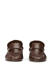 Tony Bianco Brown Leather Backless Glacier Loafers - Image 3 of 3