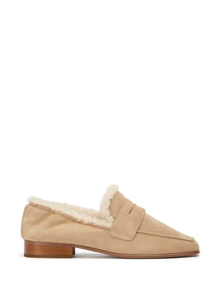 Tony Bianco Cream Suede & Borg Gloria Loafers - Image 2 of 5