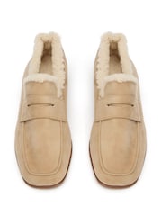 Tony Bianco Cream Suede & Borg Gloria Loafers - Image 4 of 5