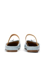 Tony Bianco Blue Leather City Ballet Strap Flat - Image 3 of 5
