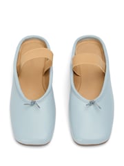 Tony Bianco Blue Leather City Ballet Strap Flat - Image 4 of 5