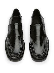 Tony Bianco Black Square Toe Leather Loafers - Image 4 of 4