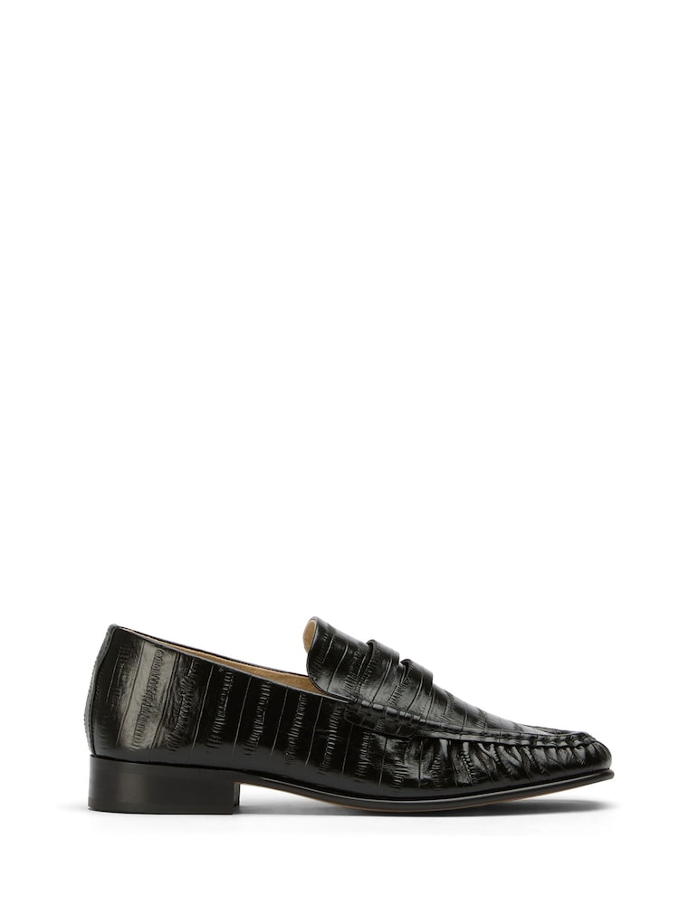 Tony Bianco Black Leather Gomez Square Toe Loafers - Image 2 of 5 Tony Bianco Black Leather Gomez Square Toe Loafers - Image 2 of 5
