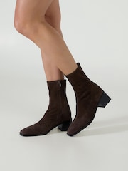 Tony Bianco Brown Suede Square Toe Remi Ankle Boots - Image 1 of 5
