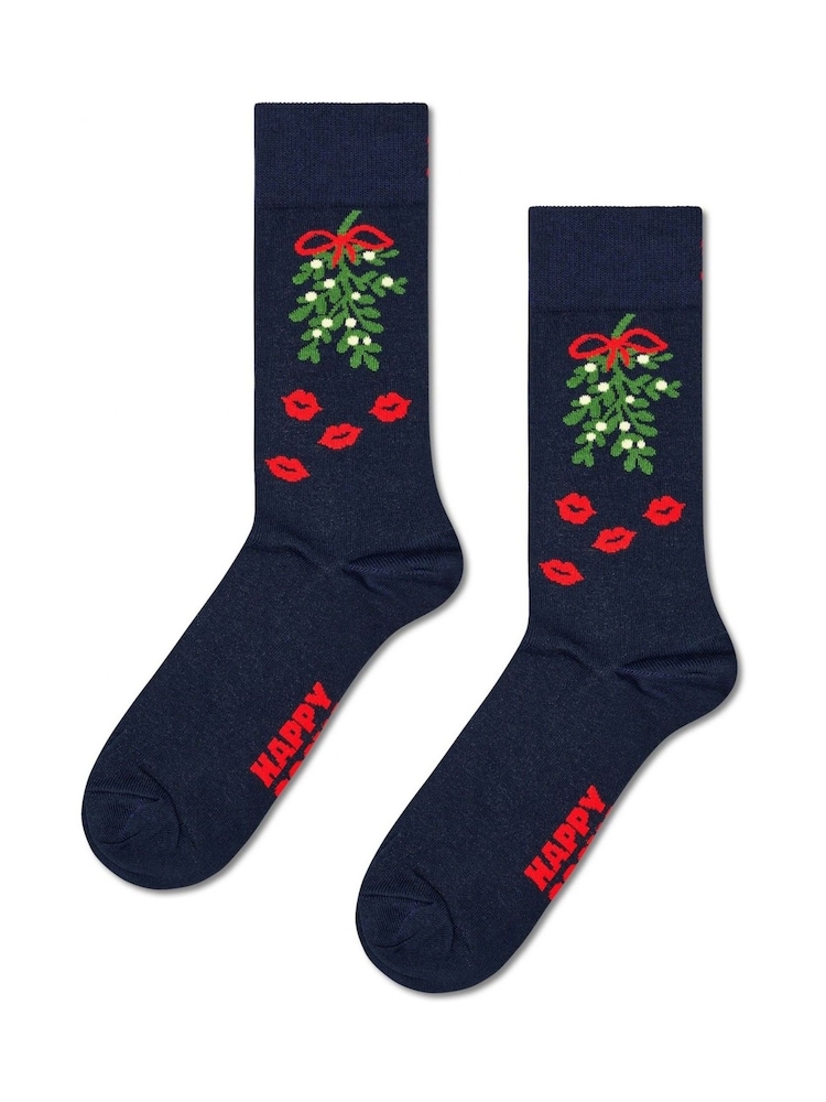 Happy Socks Blue Mistletoe Sock Gift Set - Image 2 of 3 Happy Socks Blue Mistletoe Sock Gift Set - Image 2 of 3
