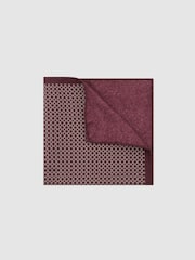 Reiss Burgundy Gennaro Silk Geometric Chain-Print Pocket Square - Image 1 of 3