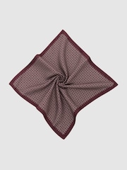 Reiss Burgundy Gennaro Silk Geometric Chain-Print Pocket Square - Image 2 of 3
