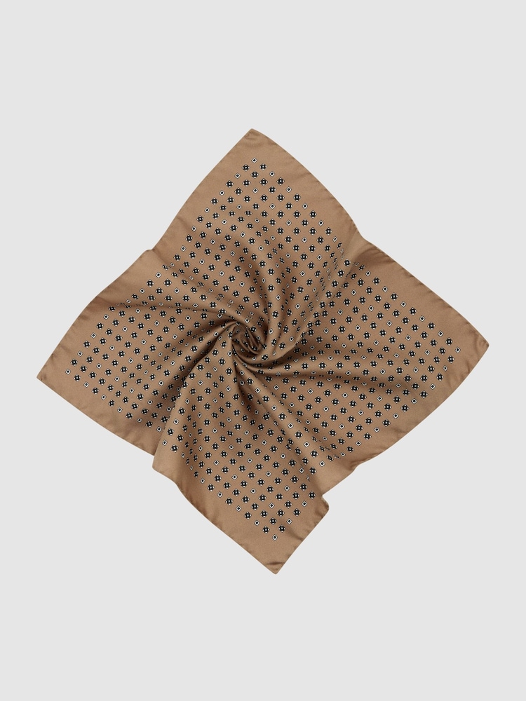 Reiss Golden Yellow Sisto Silk Micro Diamond-Print Pocket Square - Image 2 of 3