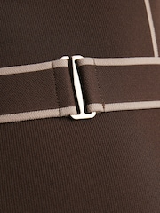 Marron café - Robe Mi-longue Reiss Etta Colour Block en maille - Image 6 de 8
