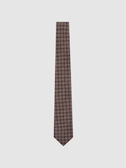 Marrón oscuro - Reiss Amico Silk Floral Medallion-Print Tie - Imagen 2 de 5
