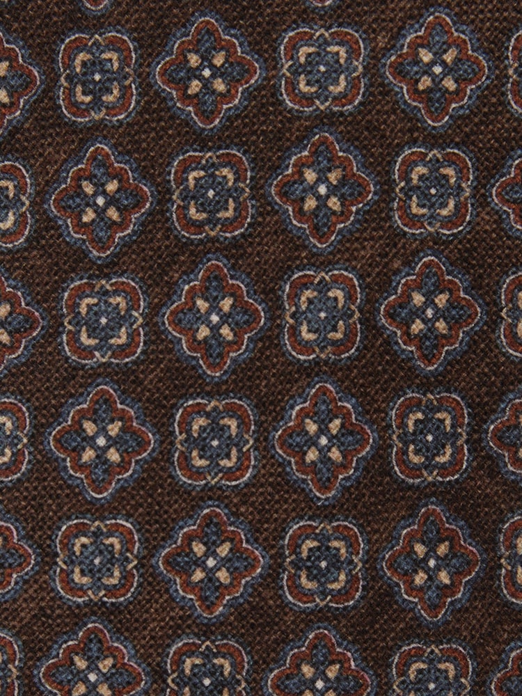 Marrón oscuro - Reiss Amico Silk Floral Medallion-Print Tie - Imagen 5 de 5