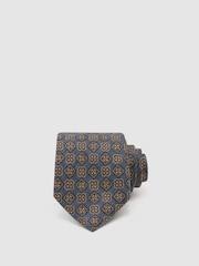 Azul cielo - Reiss Amico Silk Floral Medallion-Print Tie - Imagen 1 de 5