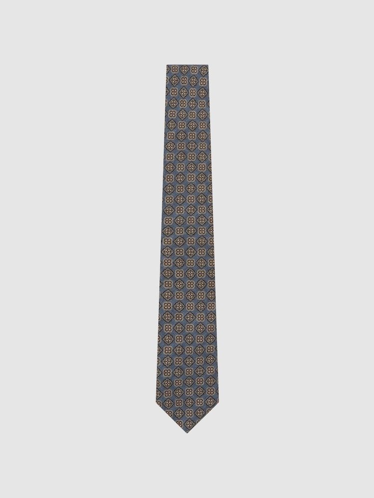 Azul cielo - Reiss Amico Silk Floral Medallion-Print Tie - Imagen 2 de 5