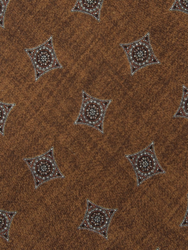 Reiss Burnt Orange Arrigo Silk Diamond Medallion-Print Tie - Image 7 of 7 Reiss Burnt Orange Arrigo Silk Diamond Medallion-Print Tie - Image 7 of 7