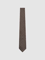 Reiss Brown Oro Silk-Blend Woven Oval Micro Medallion Tie - Image 2 of 5