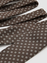 Reiss Brown Oro Silk-Blend Woven Oval Micro Medallion Tie - Image 3 of 5