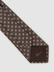 Reiss Brown Oro Silk-Blend Woven Oval Micro Medallion Tie - Image 4 of 5