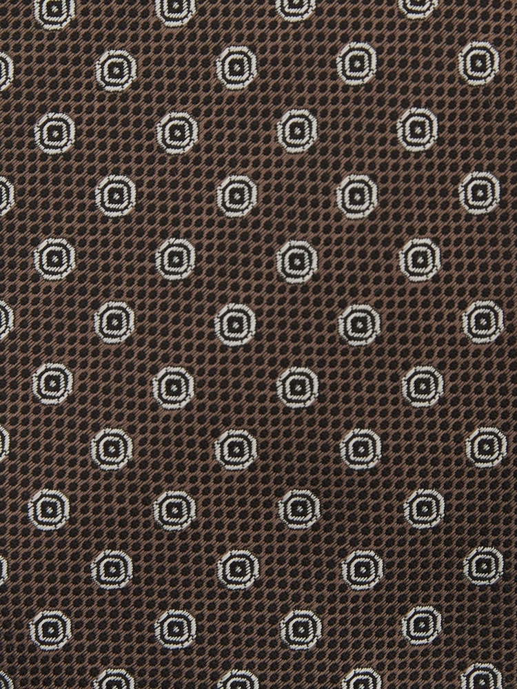 Reiss Brown Oro Silk-Blend Woven Oval Micro Medallion Tie - Image 5 of 5 Reiss Brown Oro Silk-Blend Woven Oval Micro Medallion Tie - Image 5 of 5