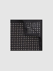 Reiss Black Sisto Silk Micro Diamond-Print Pocket Square - Image 1 of 3