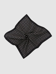 Reiss Black Sisto Silk Micro Diamond-Print Pocket Square - Image 2 of 3