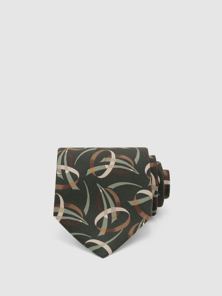 Reiss Astratto Silk Abstract-Print Tie - Imagen 1 de 5